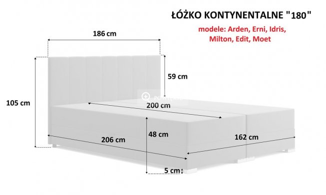 Łoże Kontynentalne Moet 140/160/180 z pojemnikiem i materacem